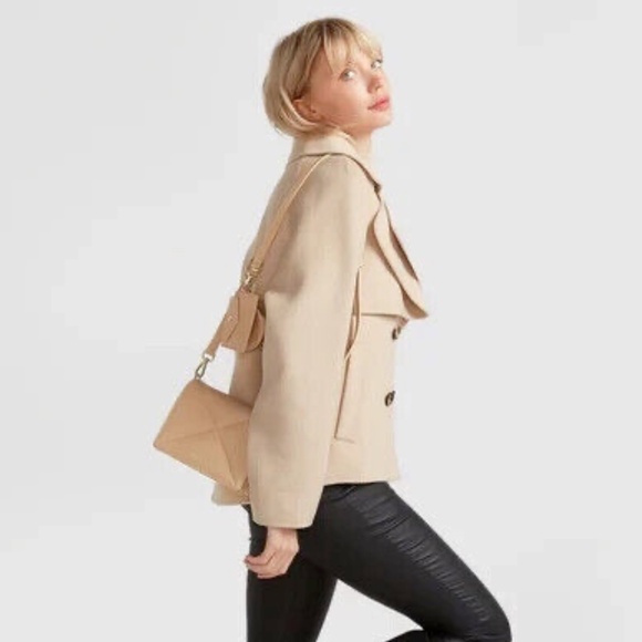 Unworn Belle & Bloom I'm Yours Wool Blend Peacoat in Pale Oat - Picture 2 of 8